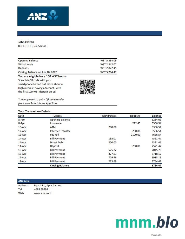 Wyciąg bankowy Salvador Bandesal, szablon Excel i PDF